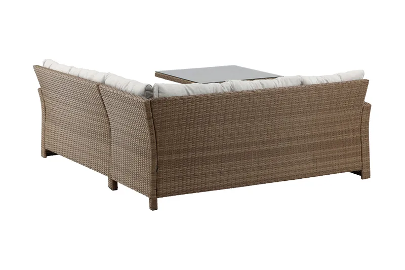 Watford hjørnesofa utendørs med utebord - Brun/natur - Hagemøbler & utemiljø - Loungemøbler - Loungegrupper
