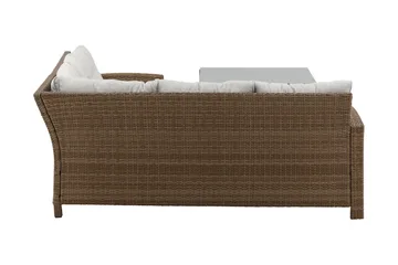 Watford hjørnesofa utendørs med utebord - Brun/natur - Hagemøbler & utemiljø - Loungemøbler - Loungegrupper