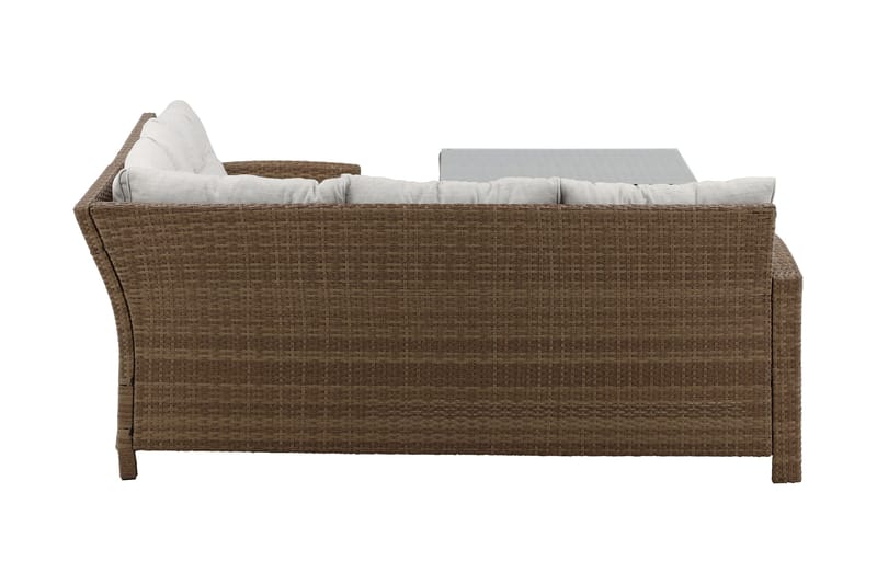 Watford hjørnesofa utendørs med utebord - Brun/natur - Hagemøbler & utemiljø - Loungemøbler - Loungegrupper