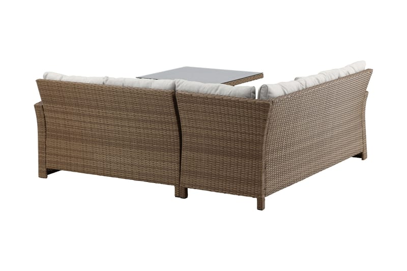 Watford hjørnesofa utendørs med utebord - Brun/natur - Hagemøbler & utemiljø - Loungemøbler - Loungegrupper