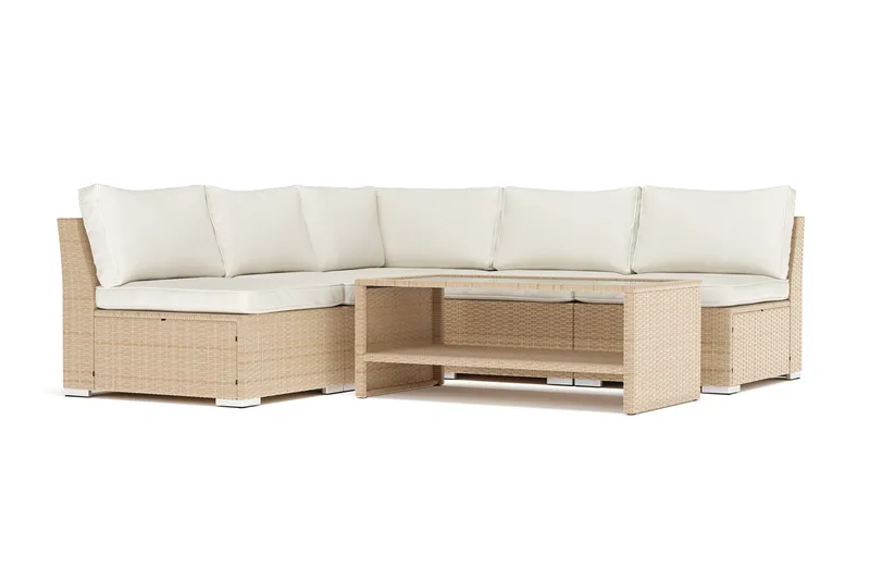Wisconsin utendørs hjørnesofa 5-seter vendbar med åpen avslutning, Beige