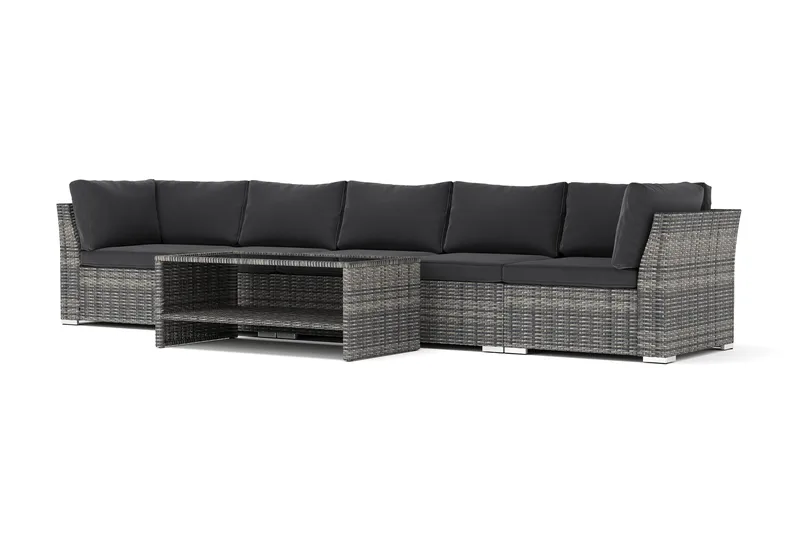 Wisconsin utendørs rett 5-seters sofa, Grå