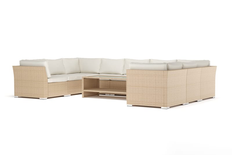 Wisconsin utendørs U-sofa 9-seter med lukket avslutning, Beige