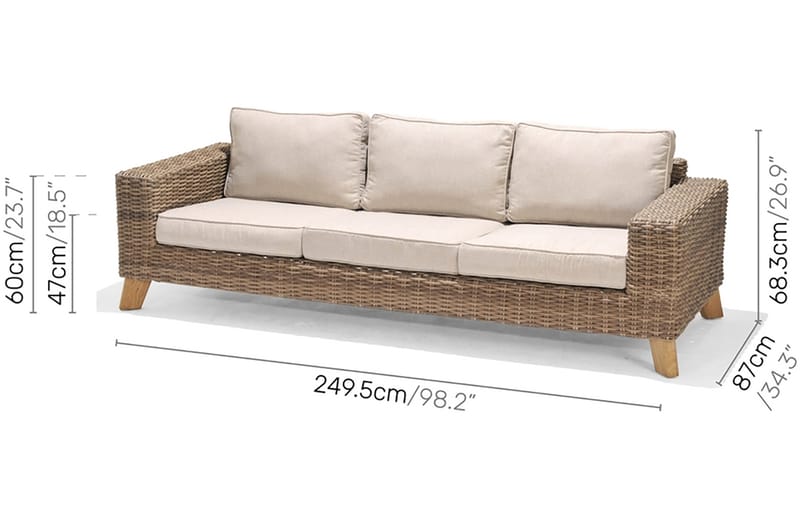 3-seter Sofa Bahamas - Beige - Loungesofaer - Utesofa