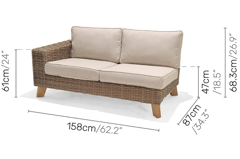 Barbados 2-seter Sofa Høyre - Beige - Hagemøbler & utemiljø - Loungemøbler - Loungesofaer