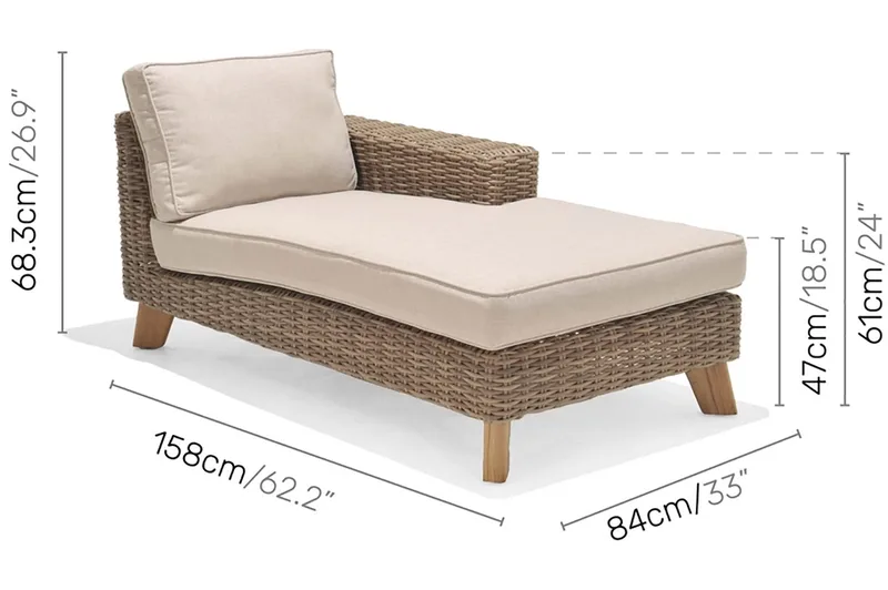 hamas Sofa med Armlene Venstre - Beige - Hagemøbler & utemiljø - Loungemøbler - Loungesofaer