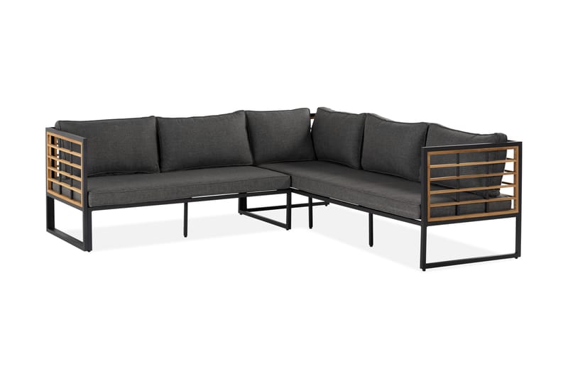 Hjørnesofa Tarruza - Teak/Svart - Loungesofaer - Utesofa