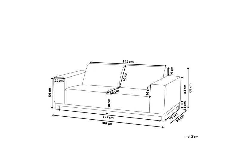 Hughen 3-seters Sofa - Beige / Svart - Hagemøbler & utemiljø - Loungemøbler - Loungesofaer