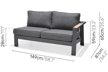 Palau 2-seter Sofa Venstre - Grå - Hagemøbler & utemiljø - Loungemøbler - Loungesofaer