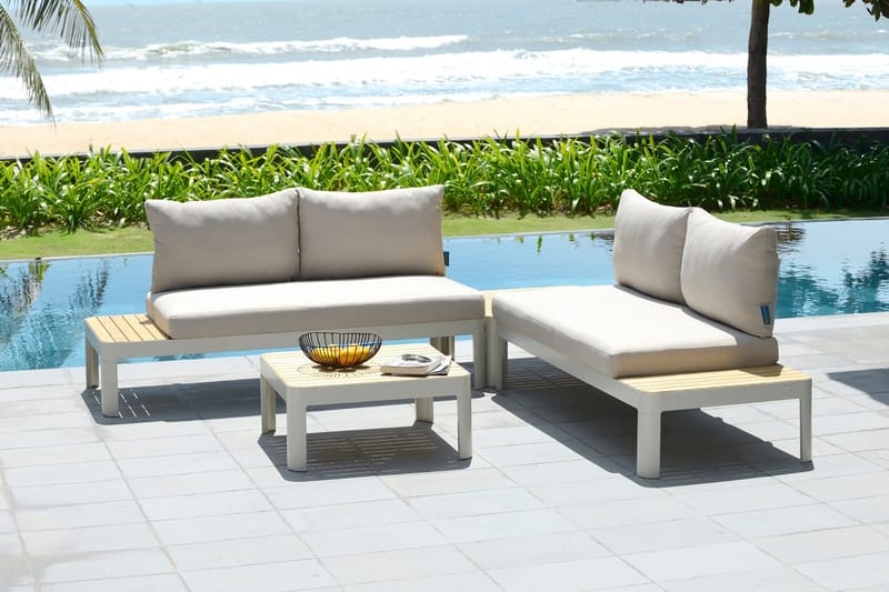 Portals 2-seter Sofa - Hvit/Tre - Hagemøbler & utemiljø - Loungemøbler - Loungesofaer