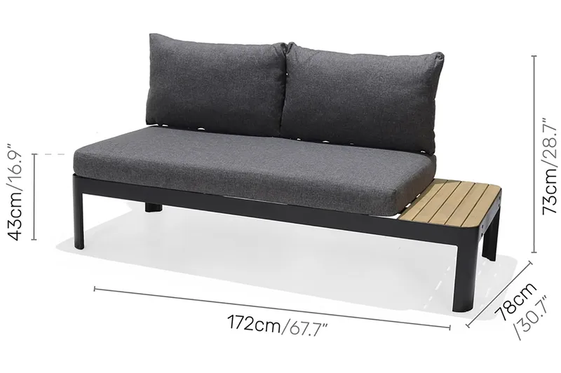 Portals 2-seter Sofa - Svart/Tre - Hagemøbler & utemiljø - Loungemøbler - Loungesofaer