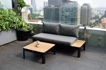 Portals 2-seter Sofa - Svart/Tre - Hagemøbler & utemiljø - Loungemøbler - Loungesofaer