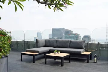 Portals 2-seter Sofa - Svart/Tre - Hagemøbler & utemiljø - Loungemøbler - Loungesofaer