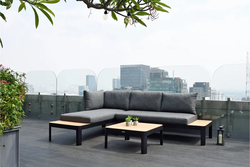 Portals 2-seter Sofa - Svart/Tre - Hagemøbler & utemiljø - Loungemøbler - Loungesofaer