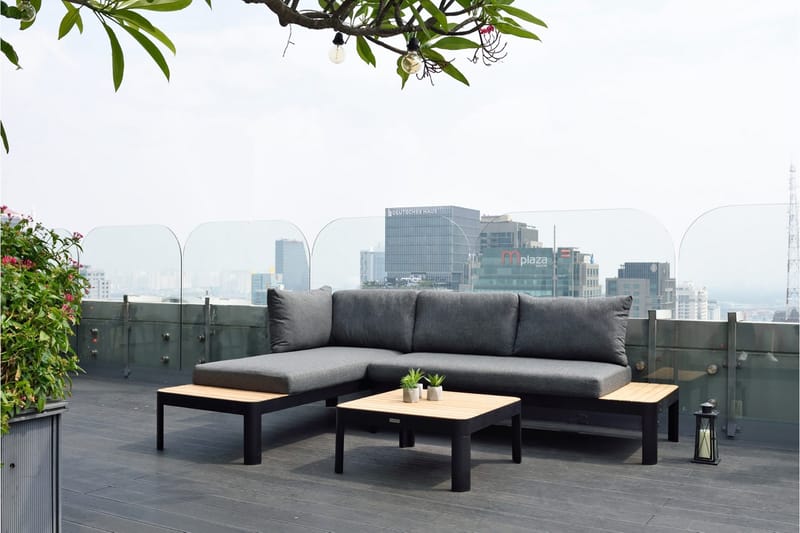 Portals 2-seter Sofa - Svart/Tre - Hagemøbler & utemiljø - Loungemøbler - Loungesofaer