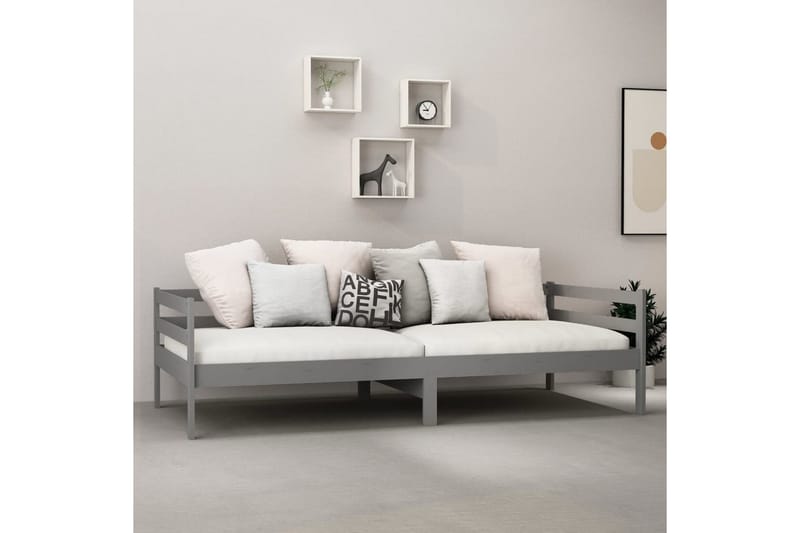 Sengeramme grå heltre furu 90x200 cm - Grå - Loungesofaer - Utesofa