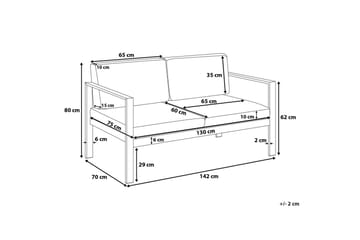 Tirrena Sofa 142 cm - Grå - Hagemøbler & utemiljø - Loungemøbler - Loungesofaer