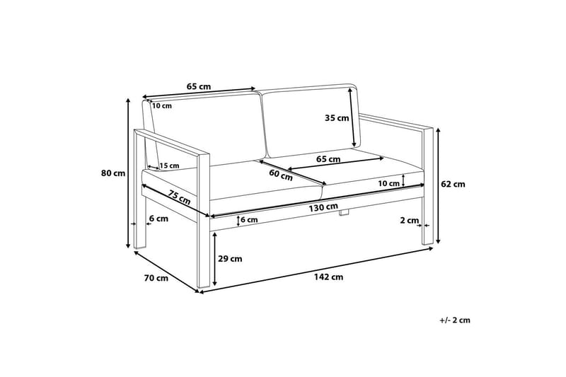Tirrena Sofa 142 cm - Grå - Hagemøbler & utemiljø - Loungemøbler - Loungesofaer