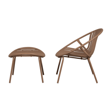 Loungestol + fotskammel Bruce utendørs - Lakserosa - Hagemøbler & utemiljø - Loungemøbler - Loungestol utendørs