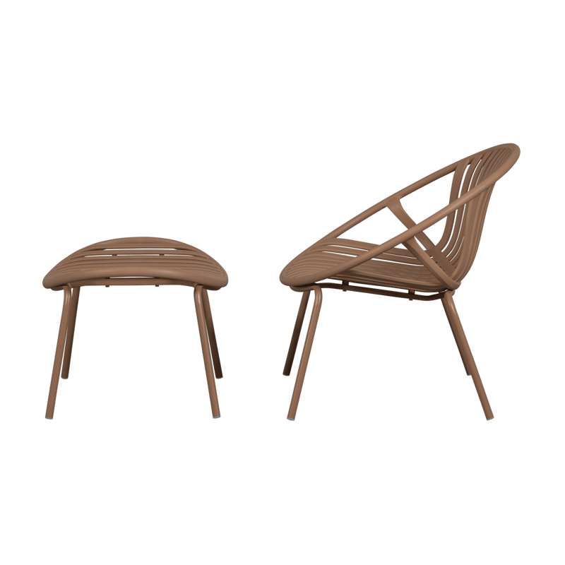 Loungestol + fotskammel Bruce utendørs - Lakserosa - Hagemøbler & utemiljø - Loungemøbler - Loungestol utendørs