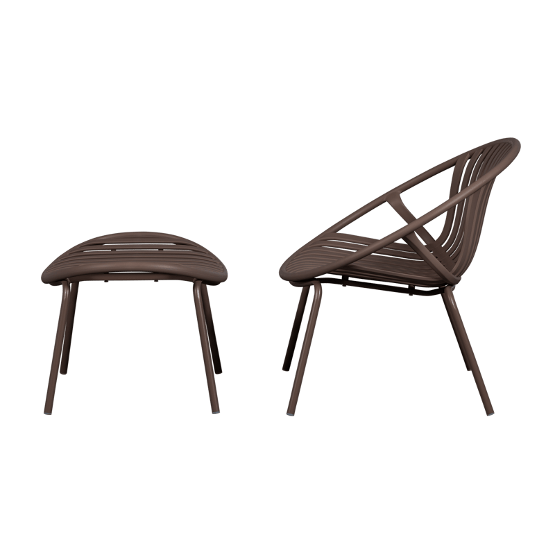 Loungestol + fotskammel Bruce utendørs - Lilla/Brun - Hagemøbler & utemiljø - Loungemøbler - Loungestol utendørs