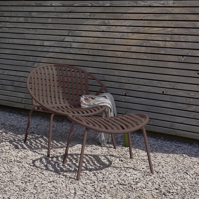 Loungestol + fotskammel Bruce utendørs - Lilla/Brun - Hagemøbler & utemiljø - Loungemøbler - Loungestol utendørs