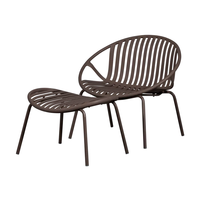 Loungestol + fotskammel Bruce utendørs, Lilla/Brun