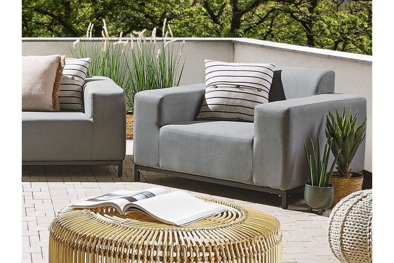 Hughen Lenestol 2-pk - Grå / Svart - Hagemøbler & utemiljø - Loungemøbler - Loungestol utendørs