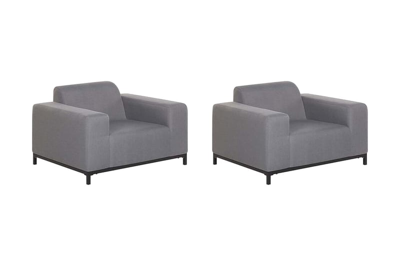 Hughen Lenestol 2-pk - Grå / Svart - Hagemøbler & utemiljø - Loungemøbler - Loungestol utendørs