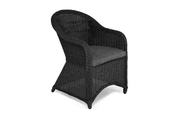 Marcus Light Utendørs Lounge Lenestol med Pute i Kunstrotting - Svart - Hagemøbler & utemiljø - Loungemøbler - Loungestol utendørs