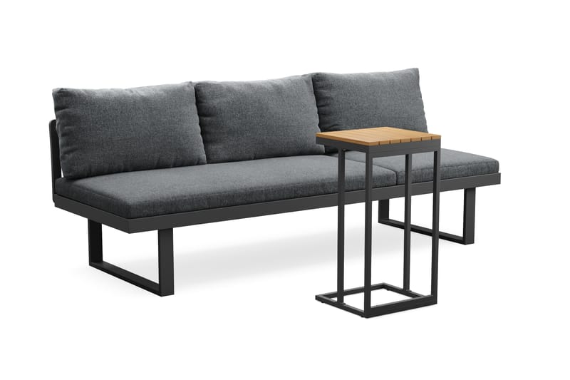 Samira Utesofa med sofabord – Solseng i aluminium - Grå - Hagemøbler & utemiljø - Loungemøbler - Loungesofaer