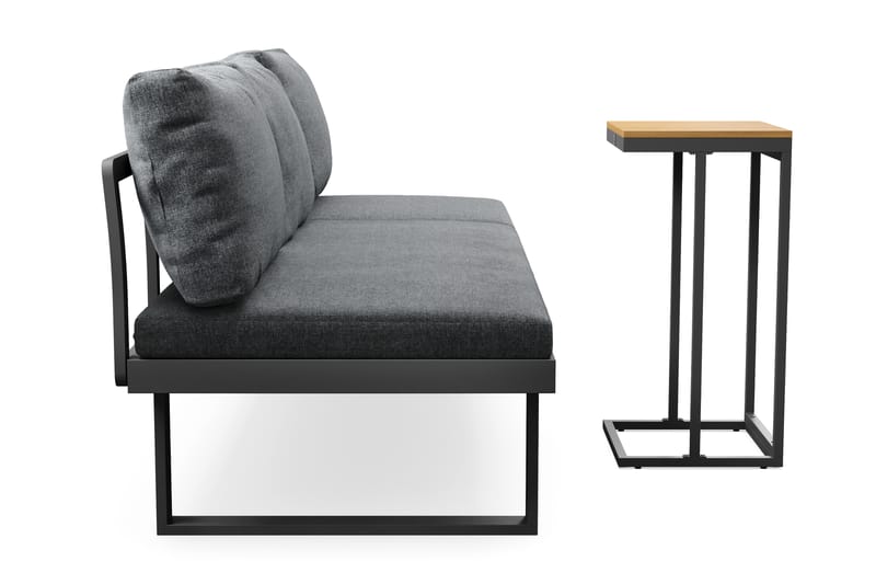 Samira Utesofa med sofabord – Solseng i aluminium - Grå - Hagemøbler & utemiljø - Loungemøbler - Loungesofaer