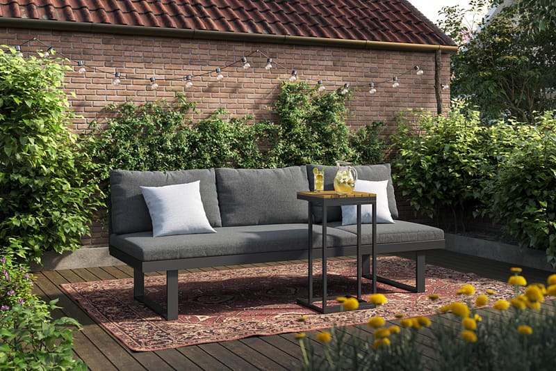 Samira Utesofa med sofabord – Solseng i aluminium - Grå - Hagemøbler & utemiljø - Loungemøbler - Loungesofaer