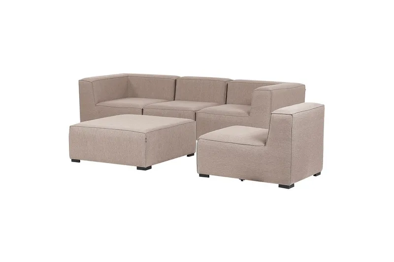 Soffa med fotpall Beliani Arezzo Beige/svart Beige, Black - Hagemøbler & utemiljø - Loungemøbler - Loungegrupper