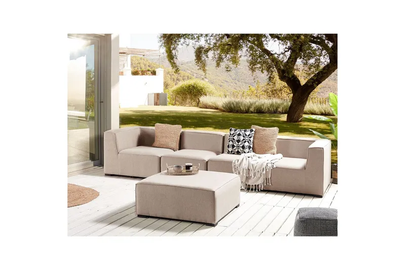 Soffa med fotpall Beliani Arezzo Beige/svart Beige, Black - Hagemøbler & utemiljø - Loungemøbler - Loungegrupper