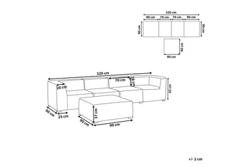 Soffa med fotpall Beliani Arezzo Beige/svart Light grey, Black - Hagemøbler & utemiljø - Loungemøbler - Loungesofaer