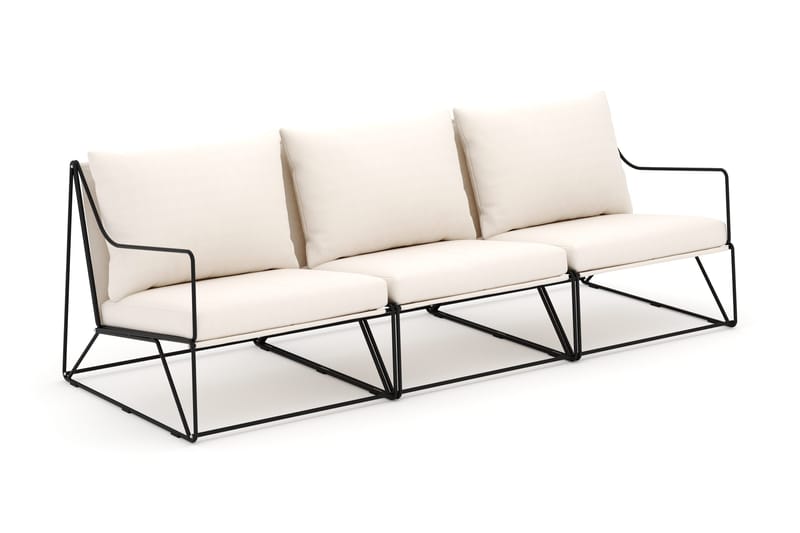 Usteryd 3-seters loungesofa, Svart/Beige