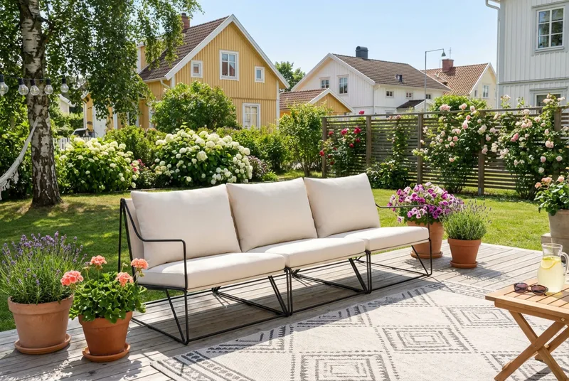 Usteryd 3-seters loungesofa - Svart/Beige - Hagemøbler & utemiljø - Loungemøbler - Loungesofaer