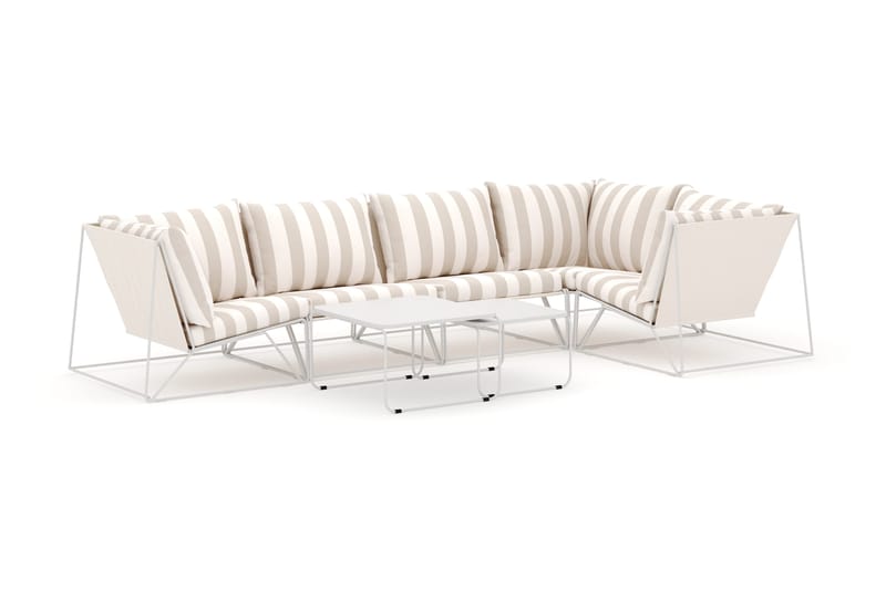 Usteryd utendørs hjørnesofa 5-seters vendbar, Beige/Stripete
