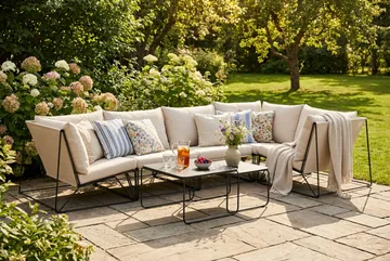 Usteryd utendørs hjørnesofa 5-seters vendbar - Svart/Beige - Hagemøbler & utemiljø - Loungemøbler - Loungegrupper