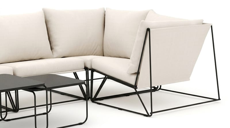 Usteryd utendørs hjørnesofa 5-seters vendbar - Svart/Beige - Hagemøbler & utemiljø - Loungemøbler - Loungegrupper