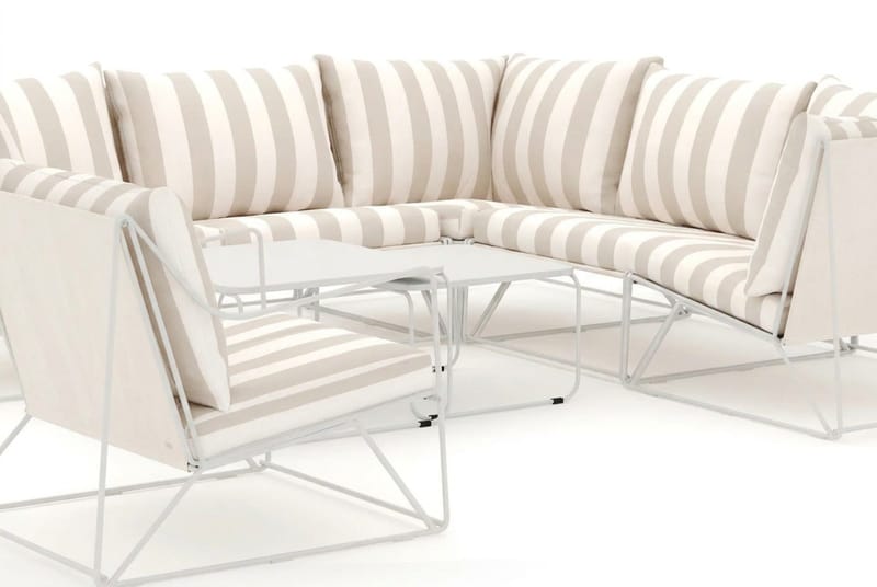 Usteryd utendørs hjørnesofa 6-seter vendbar med lenestol - Beige/Stripet - Hagemøbler & utemiljø - Loungemøbler - Loungegrupper