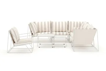 Usteryd utendørs hjørnesofa 6-seter vendbar med lenestol - Beige/Stripet - Hagemøbler & utemiljø - Loungemøbler - Loungegrupper
