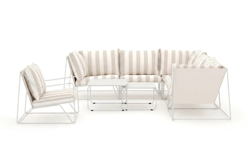 Usteryd utendørs hjørnesofa 6-seter vendbar med lenestol - Beige/Stripet - Hagemøbler & utemiljø - Loungemøbler - Loungegrupper