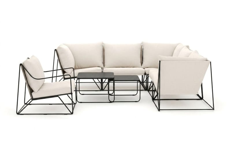 Usteryd utendørs hjørnesofa 6-seter vendbar med lenestol - Svart/Beige - Hagemøbler & utemiljø - Loungemøbler - Loungegrupper