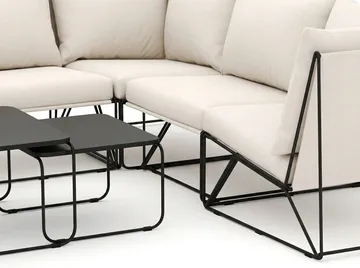 Usteryd utendørs hjørnesofa 6-seter vendbar med lenestol - Svart/Beige - Hagemøbler & utemiljø - Loungemøbler - Loungegrupper