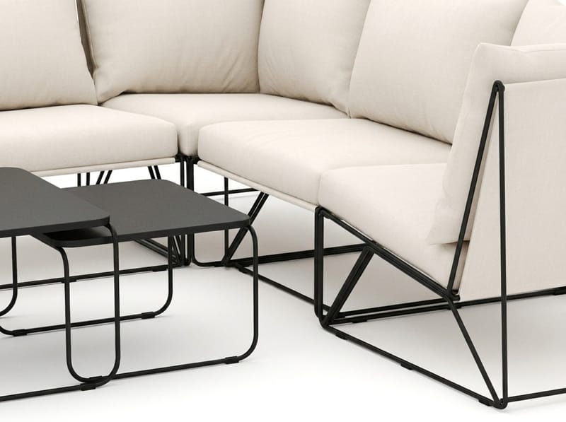 Usteryd utendørs hjørnesofa 6-seter vendbar med lenestol - Svart/Beige - Hagemøbler & utemiljø - Loungemøbler - Loungegrupper