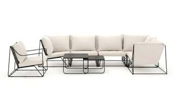 Usteryd utendørs hjørnesofa 6-seters vendbar med lenestol - Svart/Beige - Hagemøbler & utemiljø - Loungemøbler - Loungegrupper