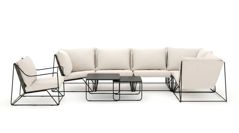 Usteryd utendørs hjørnesofa 6-seters vendbar med lenestol - Svart/Beige - Hagemøbler & utemiljø - Loungemøbler - Loungegrupper
