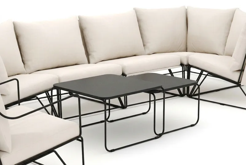 Usteryd utendørs hjørnesofa 6-seters vendbar med lenestol - Svart/Beige - Hagemøbler & utemiljø - Loungemøbler - Loungegrupper